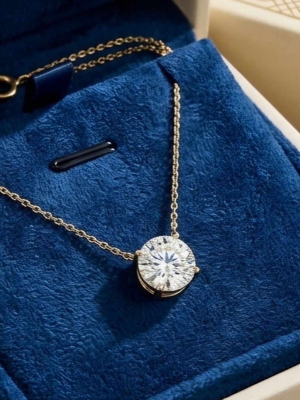 5 CT Moissanite Solitaire Round Pendant Necklace - Gold